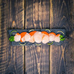 Scallops on a slate background