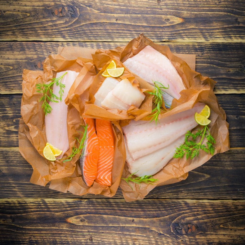 A selection of fresh fish fillets